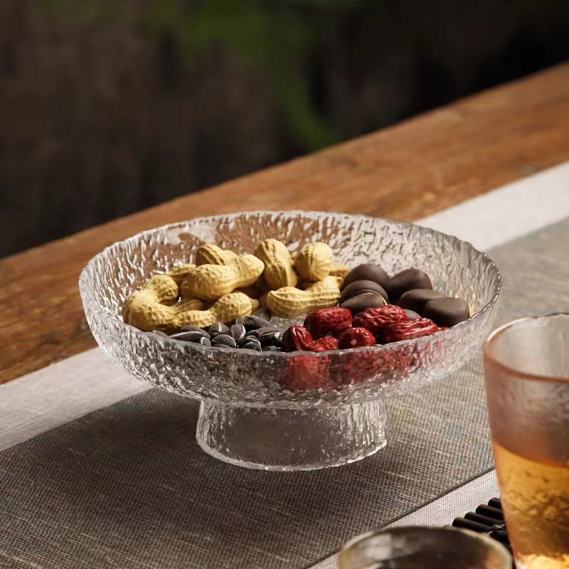 High Appearance Level Restaurant Salad Plate Tea Table Light Luxury Dessert Plate Creative Internet Celebrity Tall Fruit Plate Glass Fruit Plate 1 Specification drawing