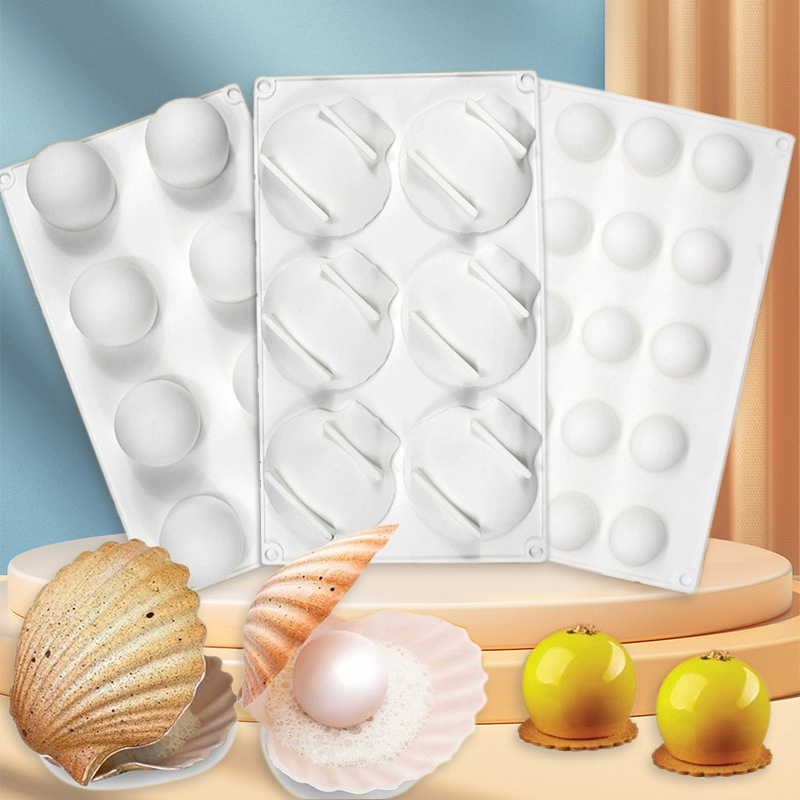 6 Shell Mousse Cake Silicone Mold Scallops Chocolate Fondant Round Pearl Baking Abrasives
