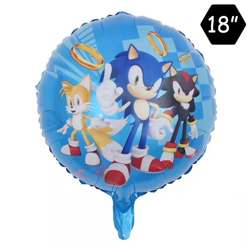 Cross-border 18 inch round printed aluminum film balloon Sonic hedgehog party scene decoration floating empty ball wholesale spot thumbnail