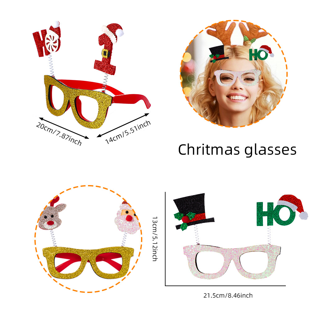 亚马逊新款圣诞眼镜儿童成人圣诞节装饰品拍照道具弹簧派对眼镜框详情图4