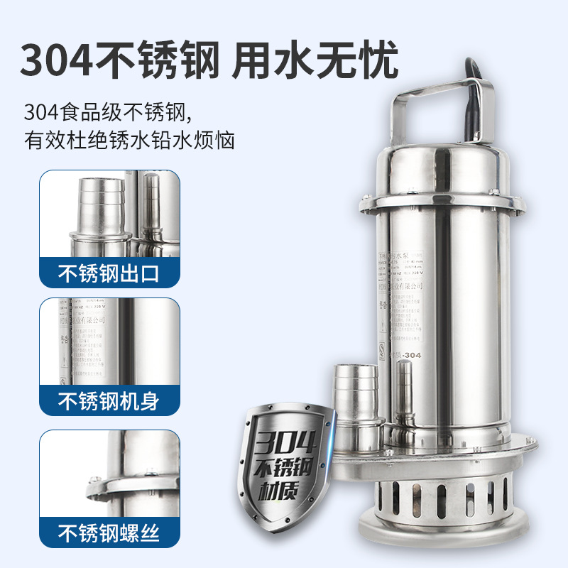 304 Stainless Steel Submersible Water Pump Sewage Pump Small Agricultural Resistant Household 220V High Head Seawater Pump Specification drawing