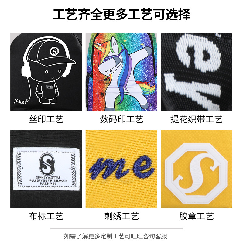 Advertising Custom Printed Logo Student Schoolbag Children Training Backpack Small Batch Backpack Processing Luggage Factory Specification drawing