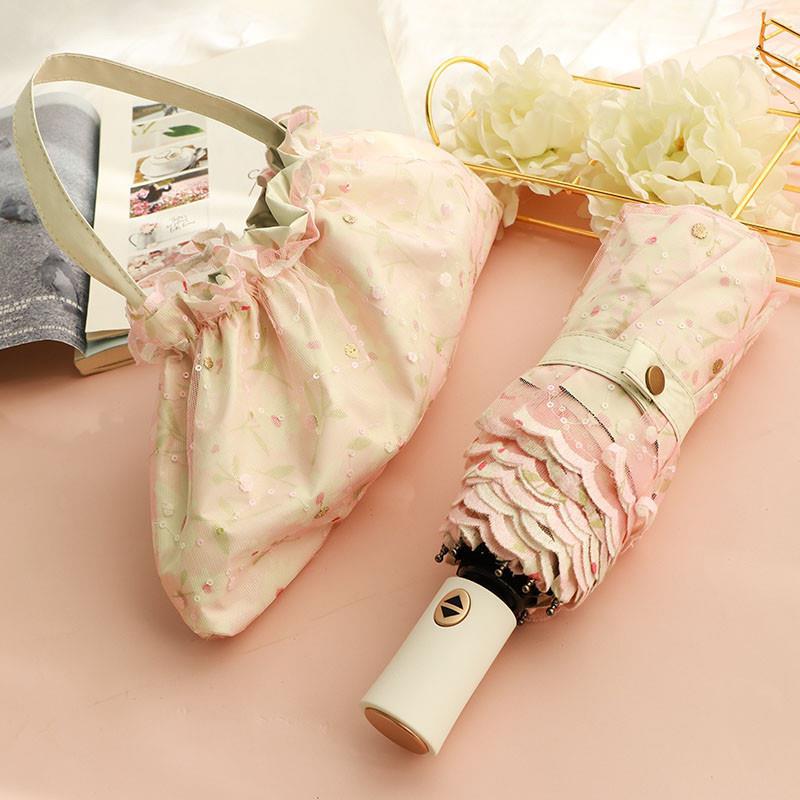 【 New Product 】 Super sweet lace fully automatic umbrella Goddess Double-layer black rubber sun protection and UV protection, suitable for both sunny and rainy days details Picture