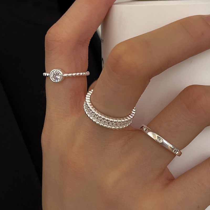 韩版小众设计感水钻叠戴戒指女ins轻奢风时尚气质高级感开口指环