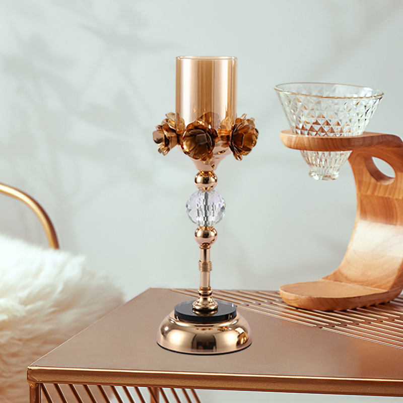 Cross-border European light luxury glass candle holder Nordic romantic table candle holder wedding decoration photography props Specification drawing