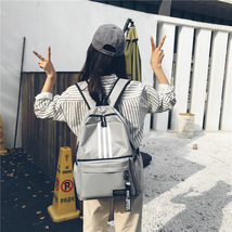 新款帆布三条杠双肩包韩版时尚潮流高中生背包女旅行包初中书包