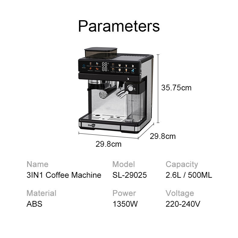 starlux意式咖啡机研磨机牛奶箱家用自动咖啡机coffee machine详情9