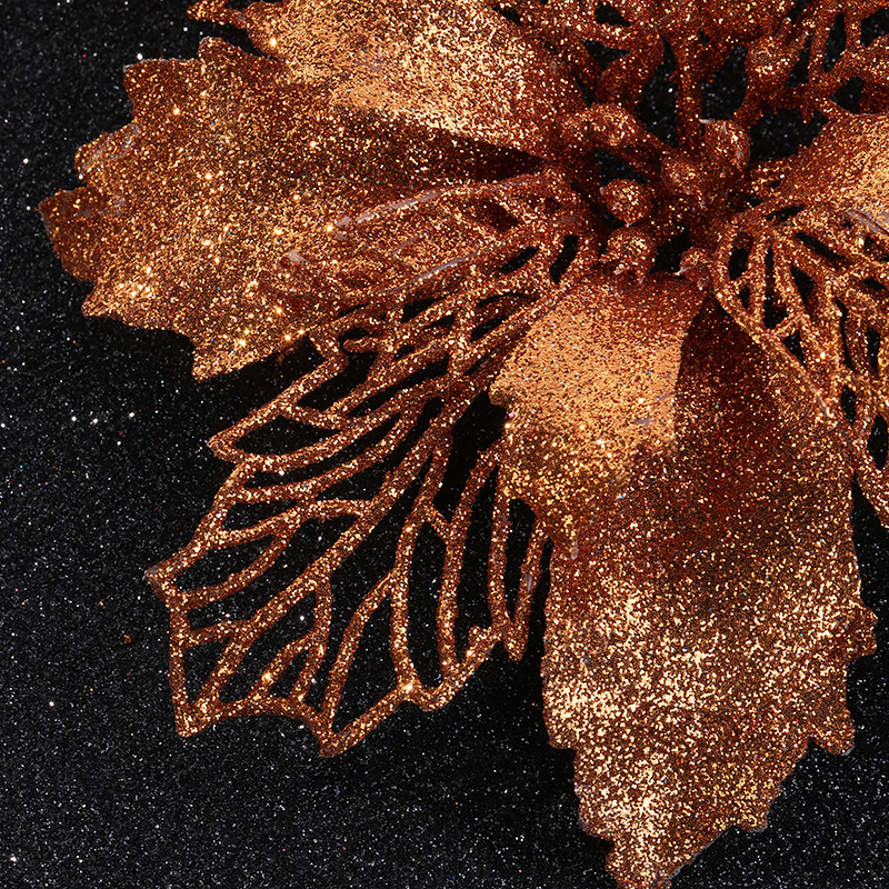 Christmas Powder Flower Hollow Gold Powder Christmas Flower Large Simulation Flower Christmas Tree Decoration Supplies For Cross-Border Specification drawing