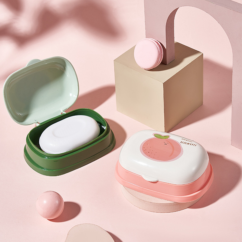 New Nordic-style home bathroom soap box, draining soap rack, large plastic bottle with lid, colorful fruit soap details Picture
