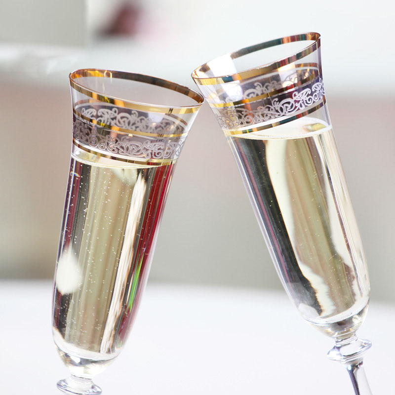 highquality crystal champagne cups with goldline高档水晶香槟杯描金香槟杯详情图4