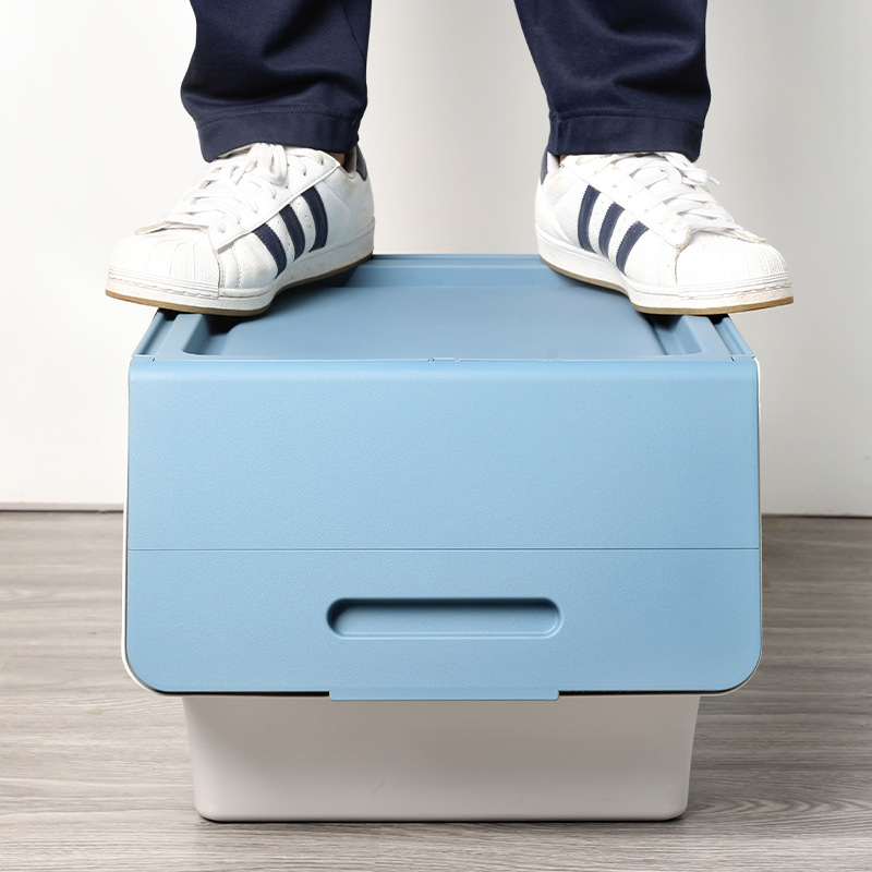 The manufacturer wholesals front-opening storage boxes for children, toys, snacks, thickened and stackable flip covers, and household clothes storage boxes Specification image