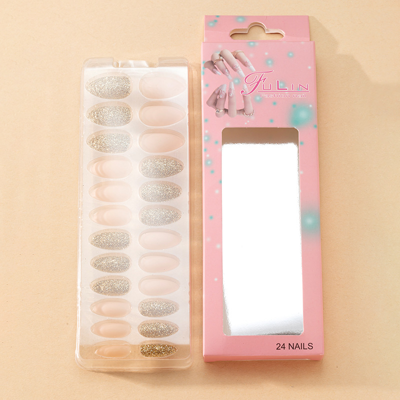 New frosted almond nail plates, glitter frosted nail plates, wearable and detachable nail plates, exclusively for export Application Scenario