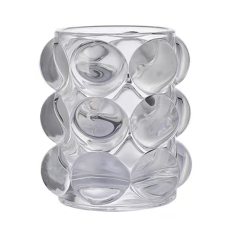 Multi-Purpose Transparent Glass Glass Glass Glass Glass Juice Milk Glass Large Bead Point Bubble Pen Holder Dazzling Color Makeup Brush Storage Bucket Item Picture
