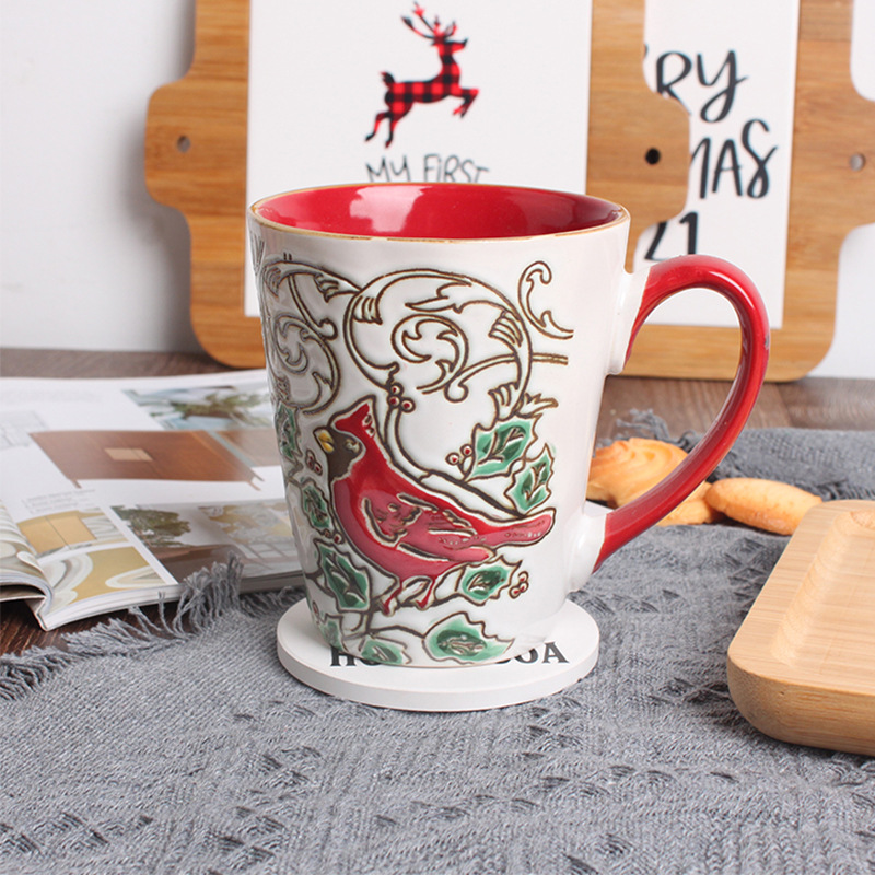 Chinese Office Meeting Room Tea Cup Light Luxury Hot Stamping Decal Ceramic Cup Petty Bourgeois Atmosphere Water Cup Gift Wholesale details Picture