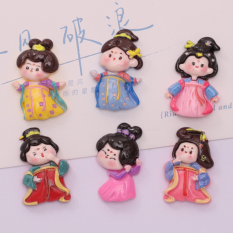 New Lovely Ancient Tang Dynasty Fat Girl Diy Cream Glue Phone Case Hairpin Accessories Resin Accessories Wholesale