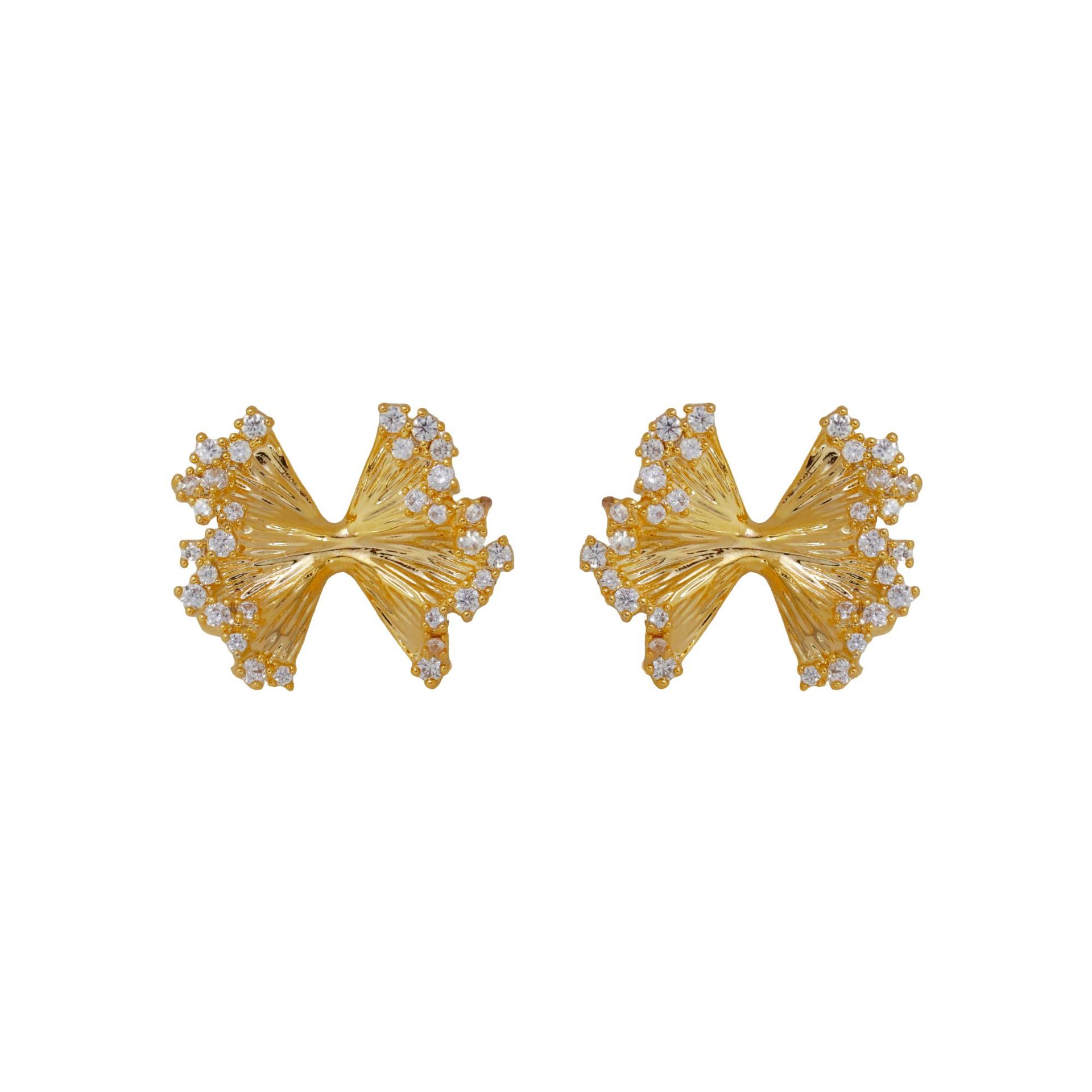 Hyacinth exaggerated design sense zircon pleated bow stud earrings, niche style, light luxury and high-end feel, versatile daily earrings Item Picture