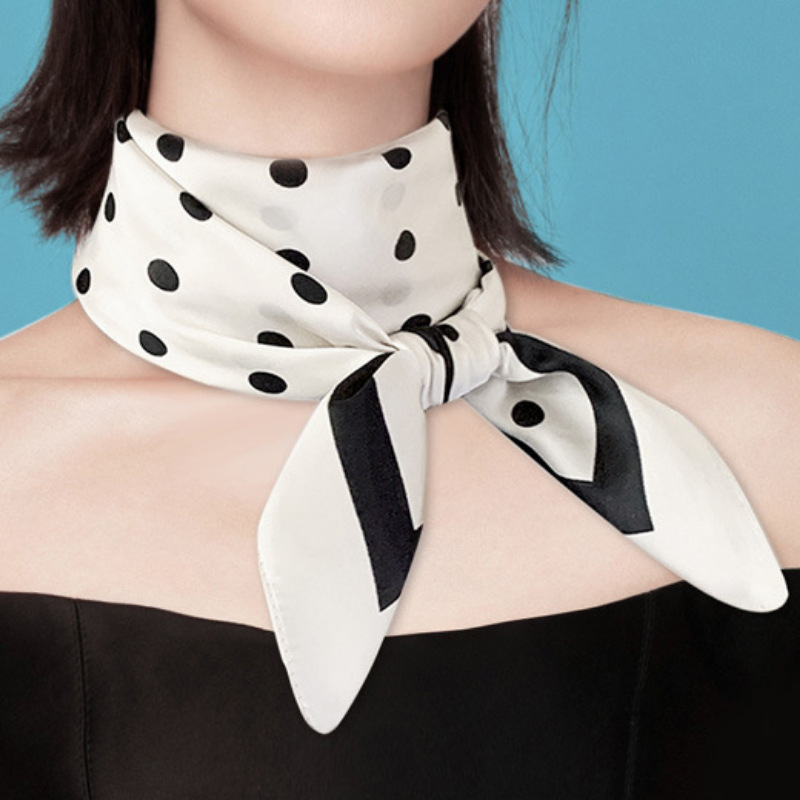 Medium-sized square satin headscarf with a silk-like feel, lightweight neck scarf, scarf, headscarf, silk scarf Application Scenario