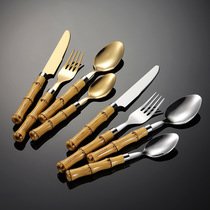 Stainless steel knife, fork and spoon with handle western tableware