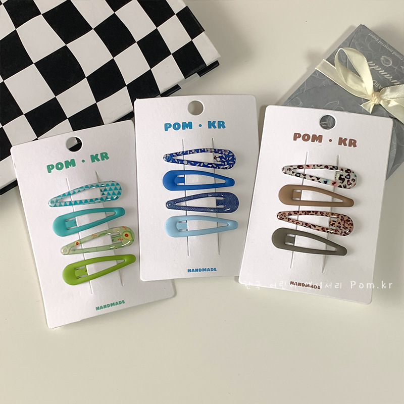 South Korea's New Plaid Print Drop Glue Bb Clip Denim Floral Drop Clip Girls Broken Hair Bangs Clip Hair Accessories Clip Application Scenario