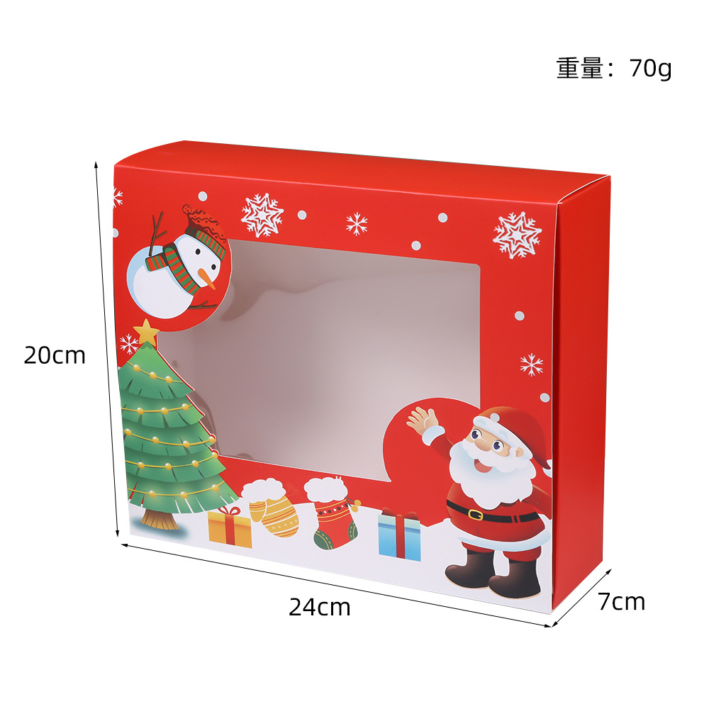 Large PVC windowed Christmas gift box, Christmas Eve apple gingerbread man biscuit baking white cardboard packaging box Item Picture