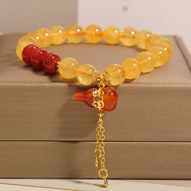 Pulsera natural de topacio para mujeres ins nichos luz de lujo calabaza de ágata roja colgante cadena de mano regalo de estudiante mejor amiga