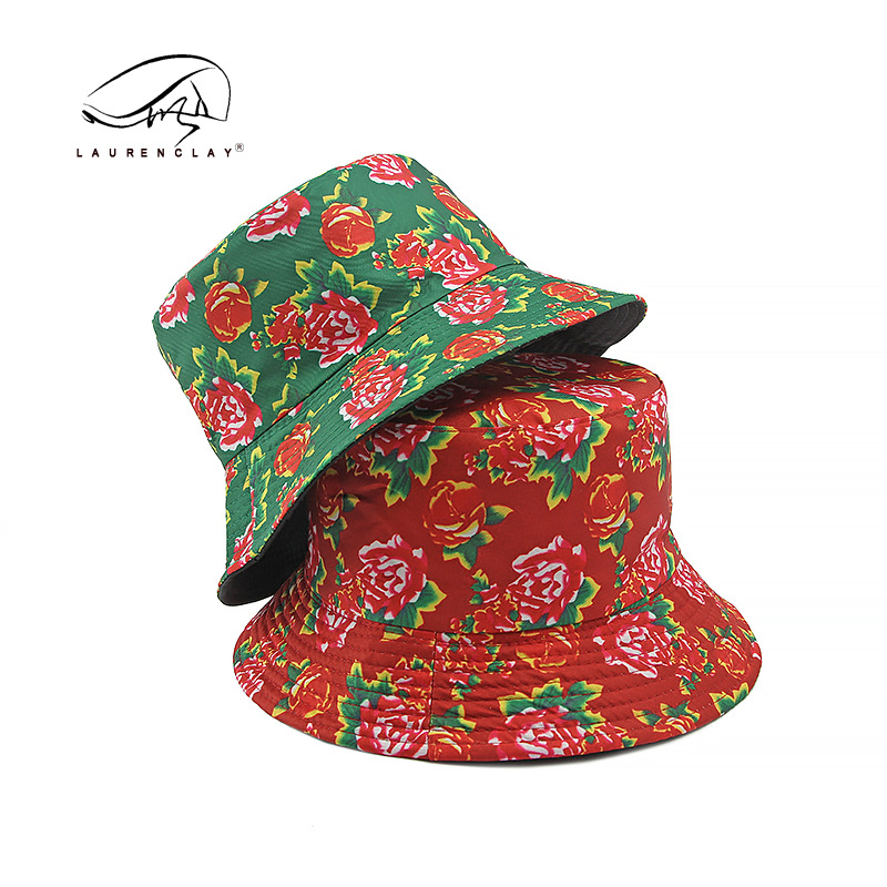 Chinese Wind Northeast Big Flower Cloth Hat For Men And Women Spring And Summer Sun Visor Hats Can Be Worn On Both Sides Of The Fisherman's Hat Basin Hat Specification drawing