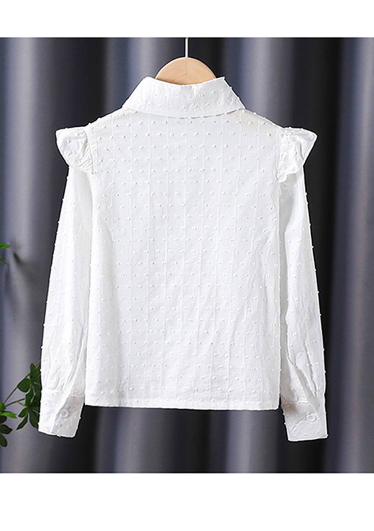 高档女童长袖衬衫纯棉开衫春秋新款儿童女孩白色学院风上衣中大童详情13