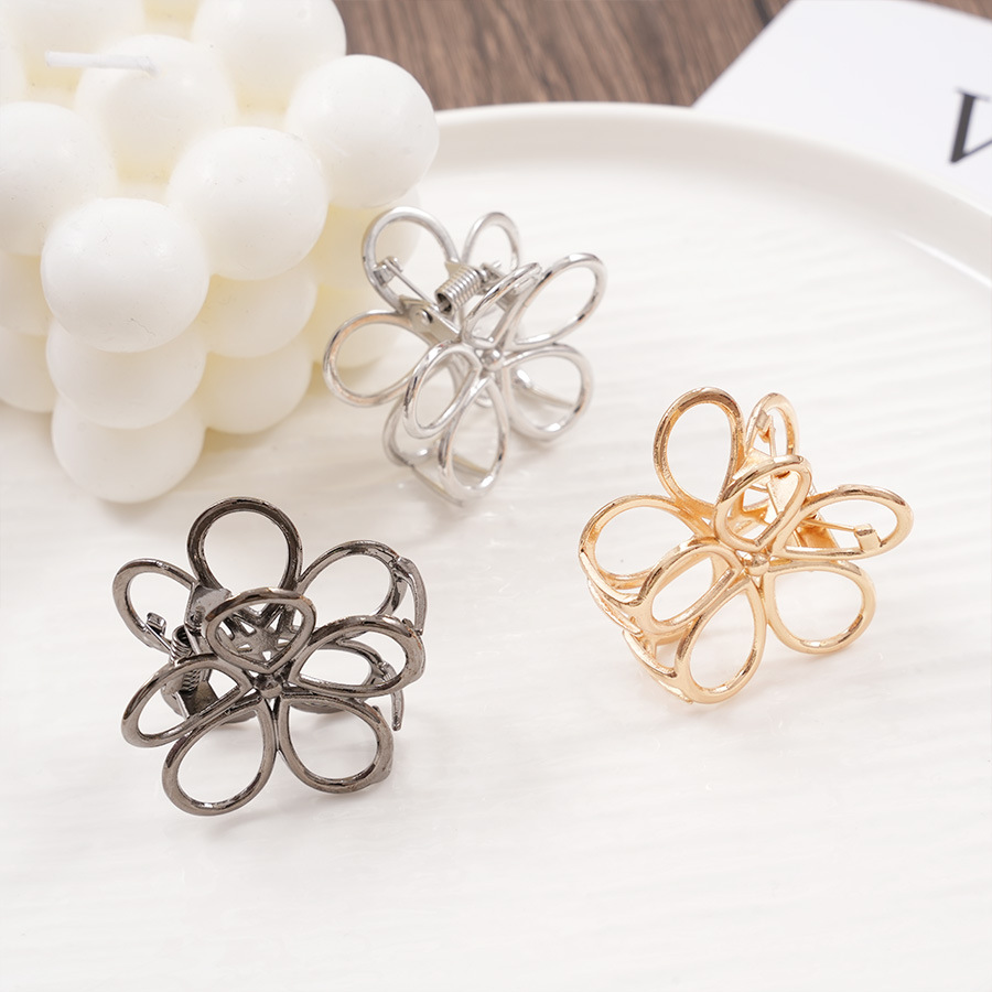 跨境欧美风发夹花朵小号抓夹头饰女盘发后脑勺合金发抓半扎鲨鱼夹细节图