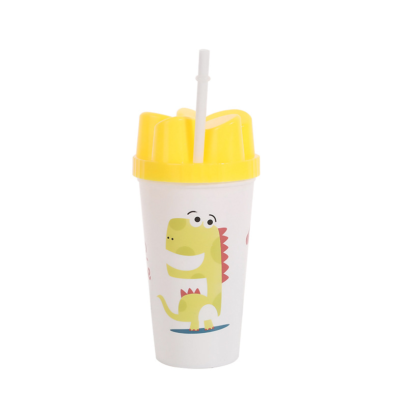Fashion Pp Solid Color Straw Cup Cute Dinosaur Pattern Creative Little Crown Tropical Fruit Wind Straw Cup Item Picture