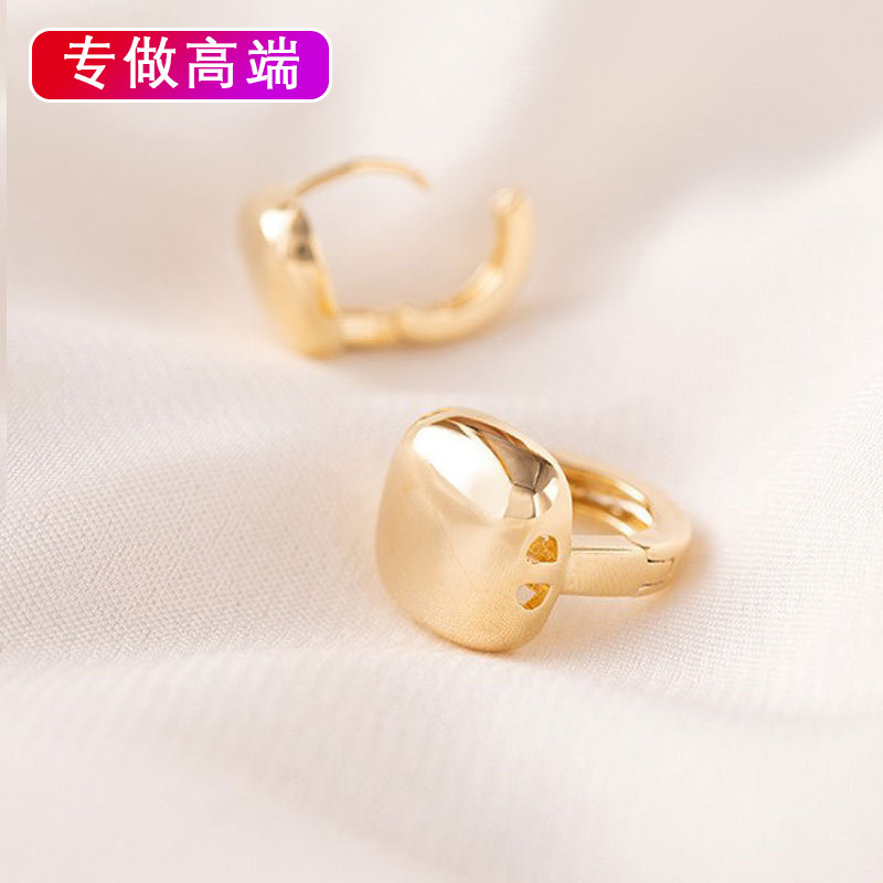 耳扣式耳环u型韩版圆形简约大气高质量小巧小清新925银方形铜耳扣