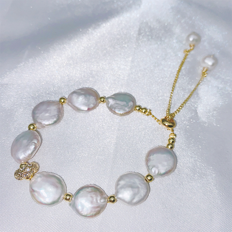 Supply natural Baroque button pearl set strong light exotic pearl bracelet long fringe drop earrings Application Scenario