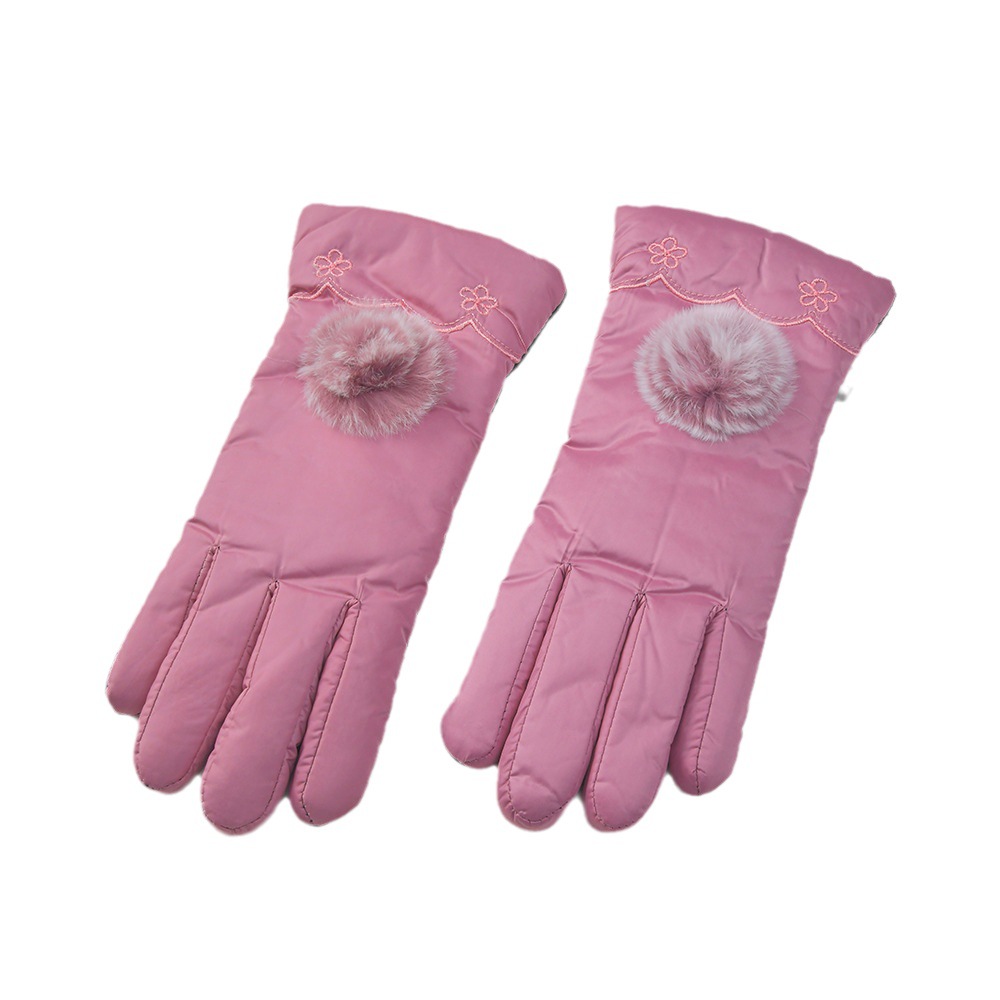 Cross border plus fuzzy ball guantes de mujer tela de memoria de moda antideslizante guantes de esquí de invierno siete estrellas guantes a prueba de viento Item Picture