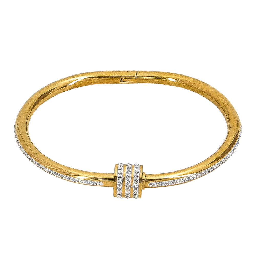 European and American cross-border jewelry metal high-end stainless steel bracelet, women's clasp with diamonds, light luxury, exquisite and grand gold plating Item Picture