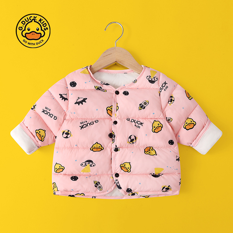 Little Yellow Duck Children's Cotton inner liner 2022 Autumn and winter new cartoon thickened warm coat for boys and girls, one-piece consignment details Picture
