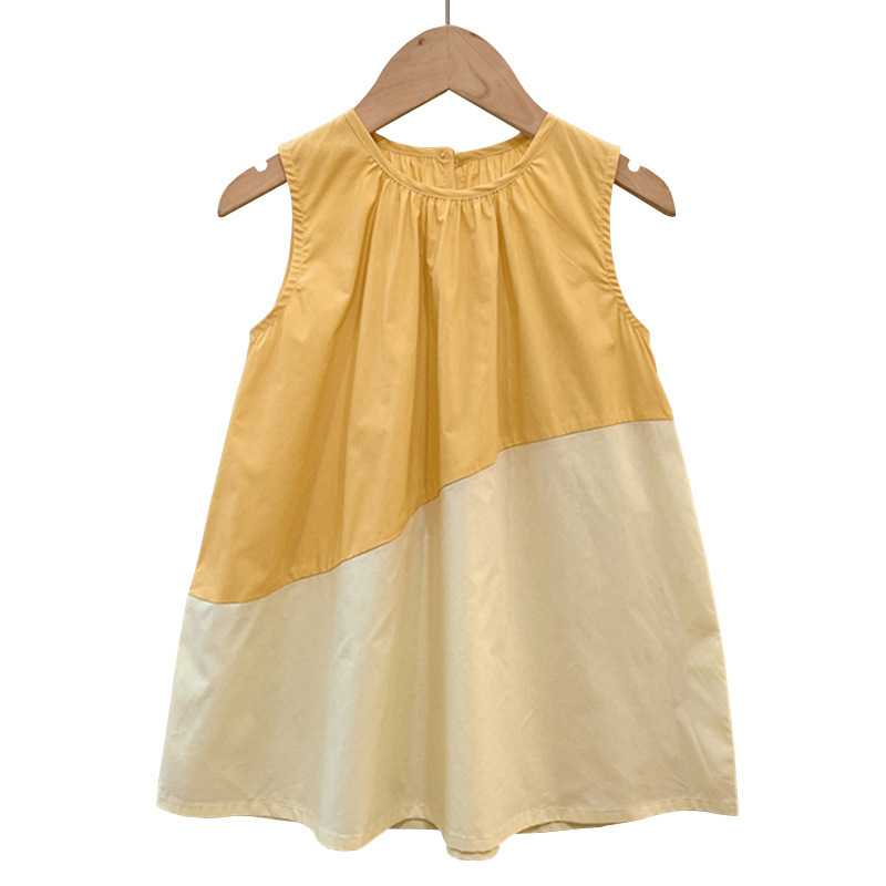 Children's Skirt Sweet Girl 2024 New Color Matching Dress Sleeveless Loose Foreign Style Children's Summer Clothes Item Picture