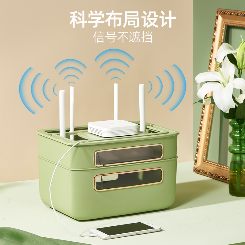 Wifi Wireless Router Storage Box Set-Top Box Plugboard Socket Arrange Wire Storage Box Specification drawing