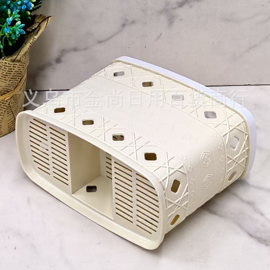 New diamond-shaped flower plastic three-compartment 筷笼 professional draining chopstick holder for kitchen and living room Specification image