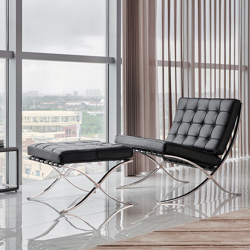 Star Factory Barcelona Chair Designer retro leather modern simple Barcelona living Room Single Casual sofa chair details Picture