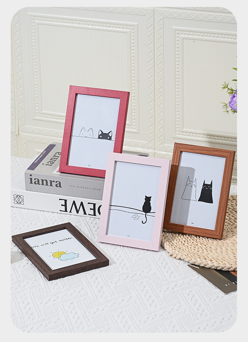 简约木质相框5寸6寸7寸8寸10寸A4摆台画框挂墙手工照片墙相框批发详情9