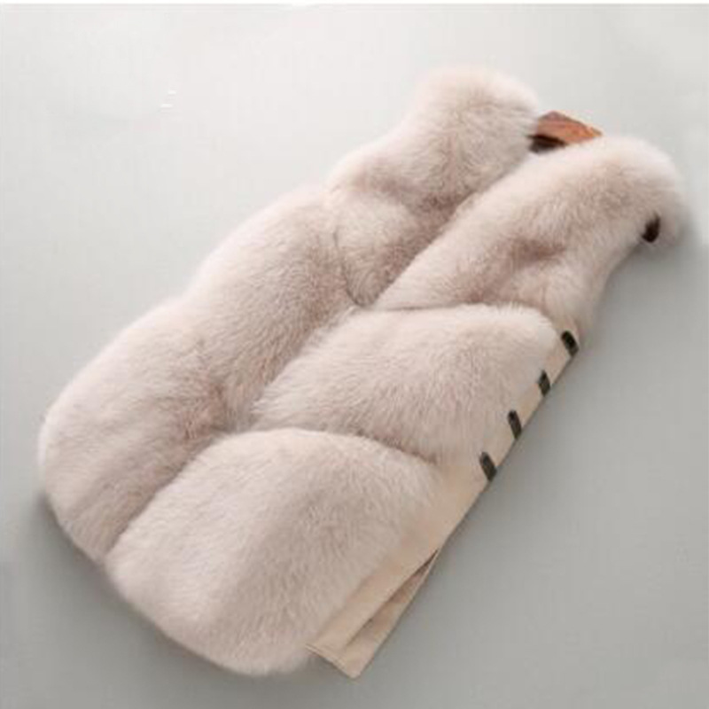Factory-wholesale faux fox fur vest for winter, mid-length women's faux fur warm vest
