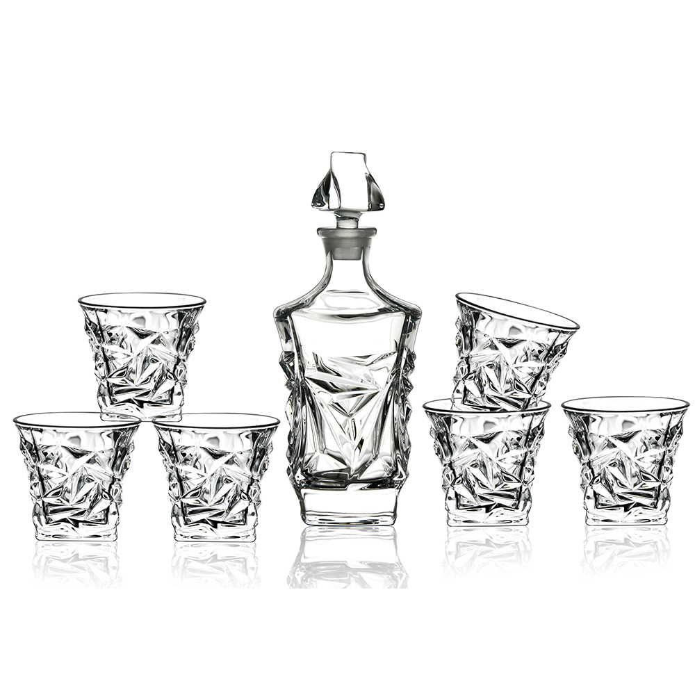 Glass Glass Crystal Wine Glass Glass Bottle 850Ml Whiskey Decanter Gift Set Italian Exquisite Glass Glass Set 7 Pieces Item Picture