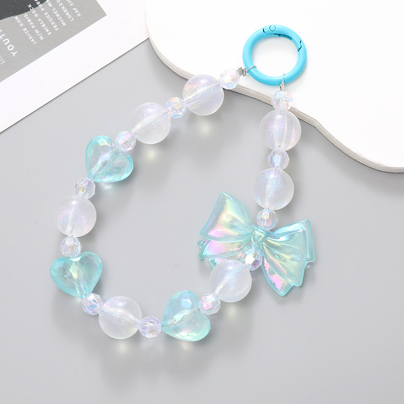 New Bow Japan And South Korea Fresh Sweet Beaded Mobile Phone Chain Anti-Loss Mobile Phone Case Lanyard Bag Key Pendant Female Specification drawing