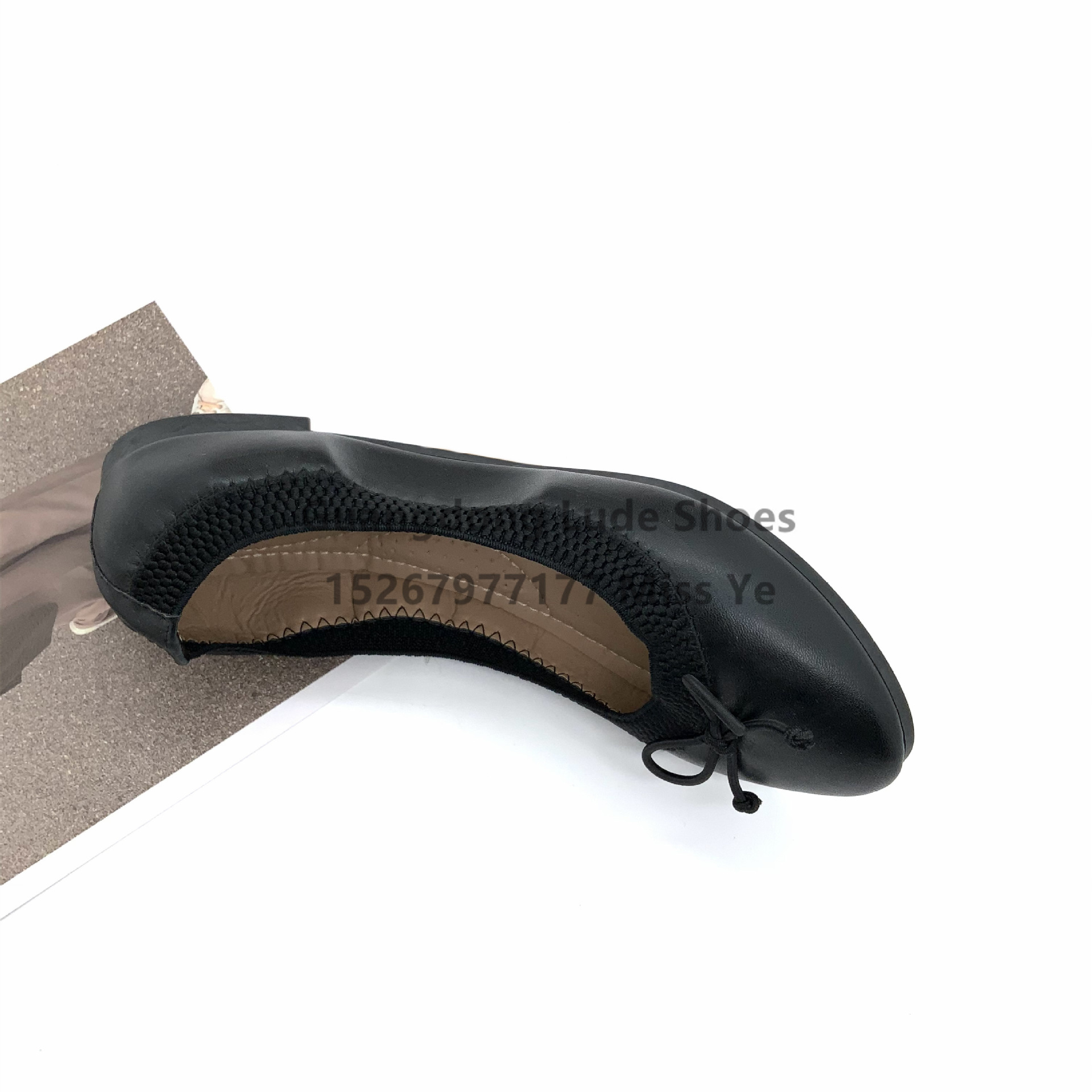Spring New Women's Single Shoes Flat Leisure Comfortable All Bow Elastic Guangzhou Women's Shoes Craft Single Shoes Women Specification drawing