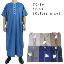 义乌工厂货源非洲男装 摩洛哥棉麻短袖长袍阿里国际站货源