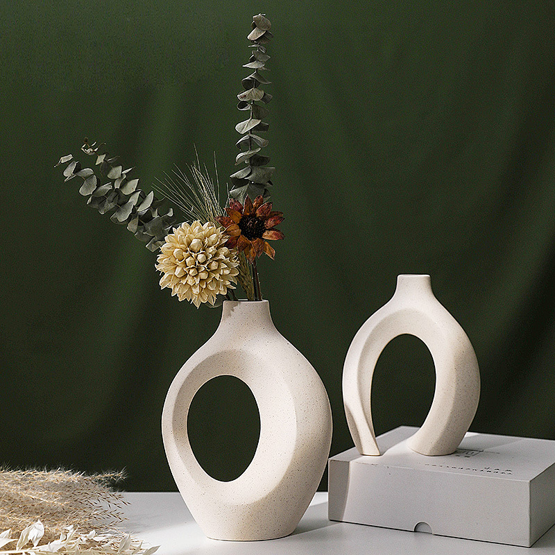 Nordic Ceramic White Vase Ins Style Creative Flower Arrangement Decoration Simple High-Grade Wholesale European Light Luxury details Picture