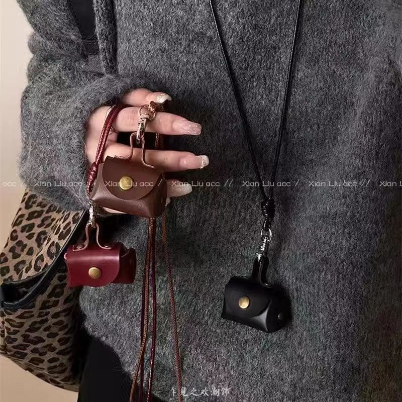 韩系choker钥匙包零钱包项链小众皮质高级感复古挂脖秋季毛衣链