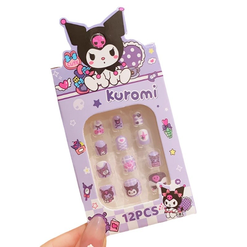 Sanrio children's nail stickers, cute and fun nail art for girls, student nail clips, sweet nail clips, children's nail accessories Item Picture
