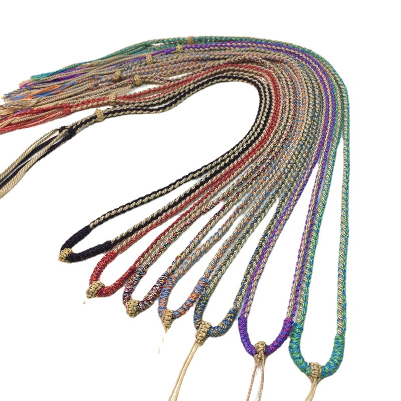 Hand-Rubbed Cotton Pendant Rope Tibetan Style Thangka Hand-Woven Rope Ethnic Style Jade Pendant Beeswax Pendant Necklace Rope Item Picture