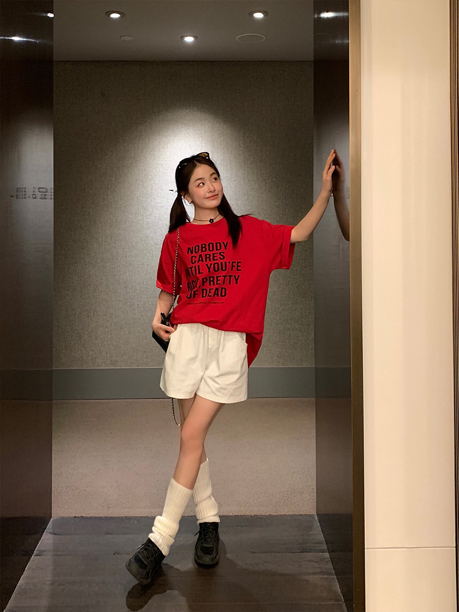 Huang Zheng Candy-Colored Shorts Female 2024 Summer Korean Version Of High-Waisted Wide-Leg Sports Casual Pants 122Kd1222 Application Scenario
