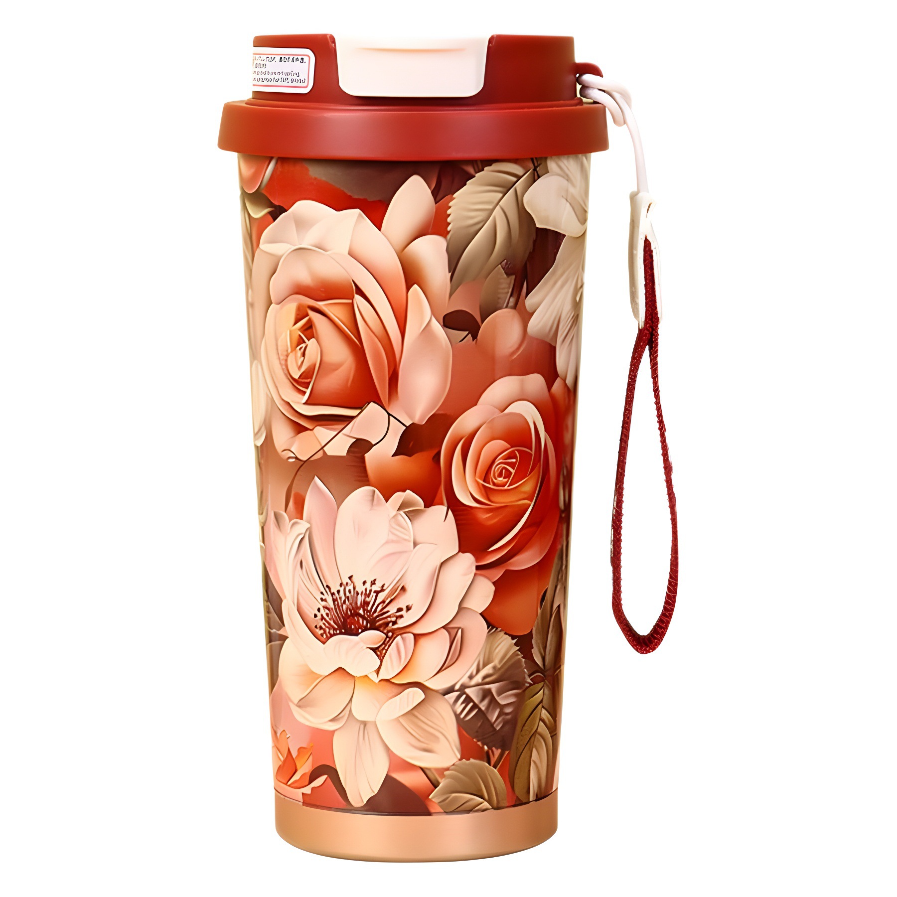 Simple double-drinking coffee cup, high appearance level 316 stainless steel insulated cup, portable men's and women's drawstring straws, car water cup Item Picture